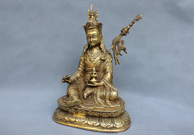 wholesale factory Tibet Buddhism Padmasambhava Guru Padmakara Buddha Bronze Gilded Copper Statue