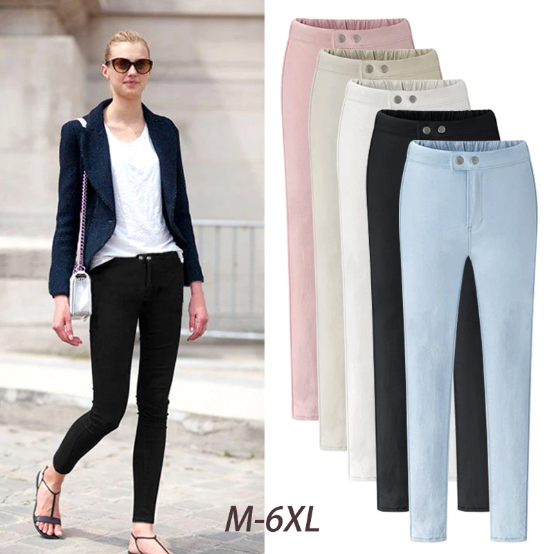 

Autumn Pencil Pants Womens High Waist Straight Full Pants Womens Casual Trousers OL Pants Womens Thick Slacks 4000