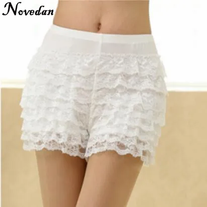 Women Sexy Dance Shorts Female Underwear Plus Size Lace Ruffles Cancan Latin Salsa Dance Sheer Panties Butt Lifter Briefs