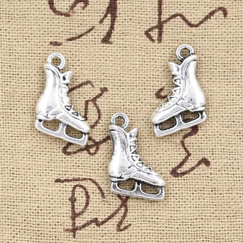 10pcs Charms Ice Skates Shoes 17x12mm Antique Silver Color Plated Pendants Making DIY Handmade Tibetan Finding Jewelry