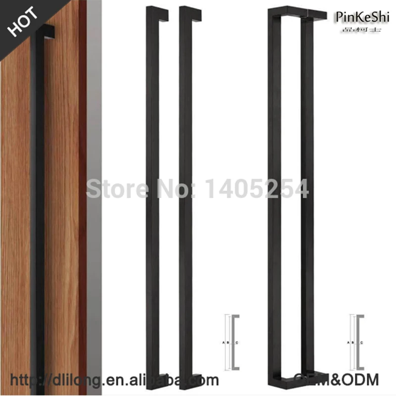 

Glass door luxury handle wooden door black color stainless steel door hardware long handles 1800mm