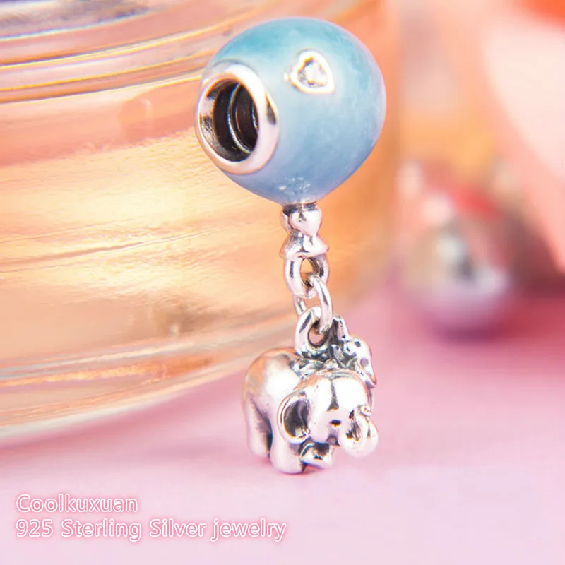 

Mother's Day Authentic 100% 925 Sterling Silver Elephant & Blue balloon Charm Beads Fit Pandora Charms Bracelet Diy jewelry