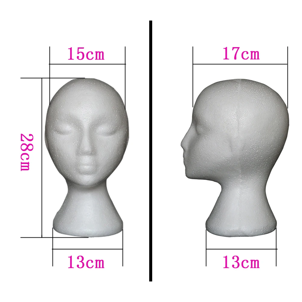 Deflection Doll Polystyrene Styrofoam Foam Model Stand Wig Hair Hat Headset White Mannequin Head Display Stand Rack Holder image 3