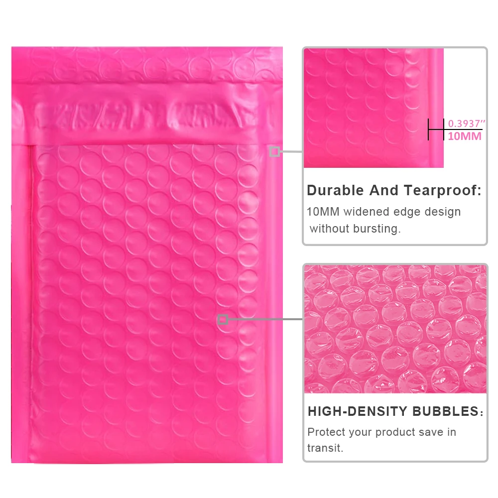 Speedy Mailers 10pcs/4x7-Inch/120*180mm Poly Bubble Mailer Pink Self Seal Padded Envelopes/Mailing Bags/Colorful Mailers