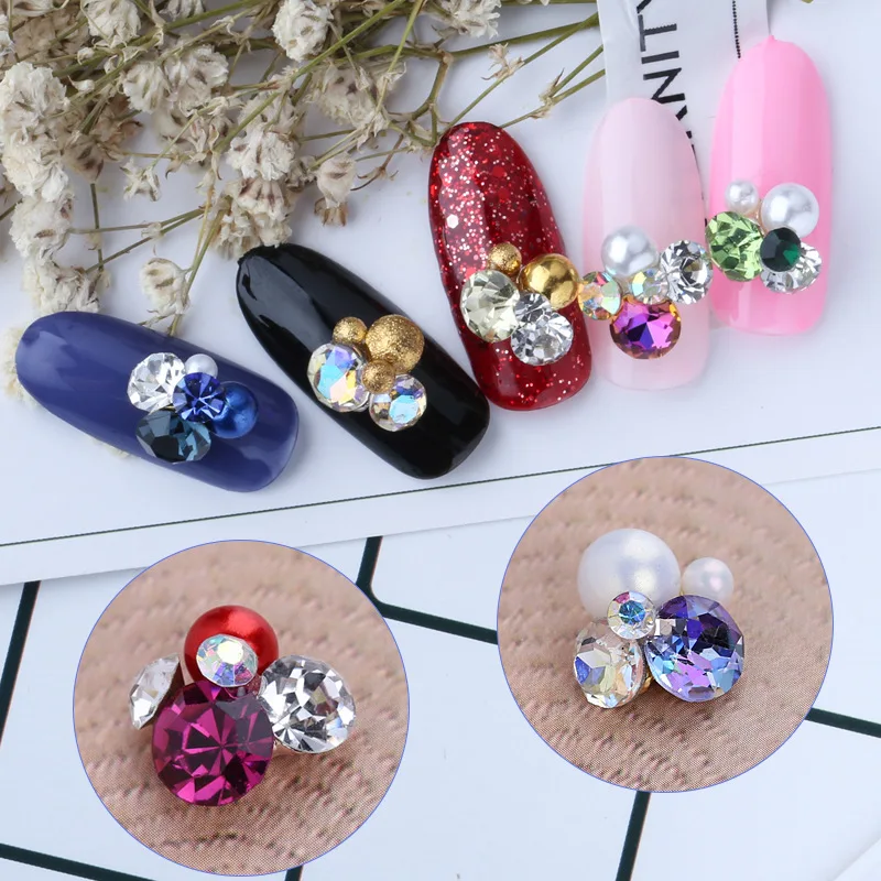 

10pcs Nail Charms Crystal Glass Gems Pearl Rhinestones Nail Art Decorations, DIY 9*9mm Sumptuous Christmas Nail Decoration D3601