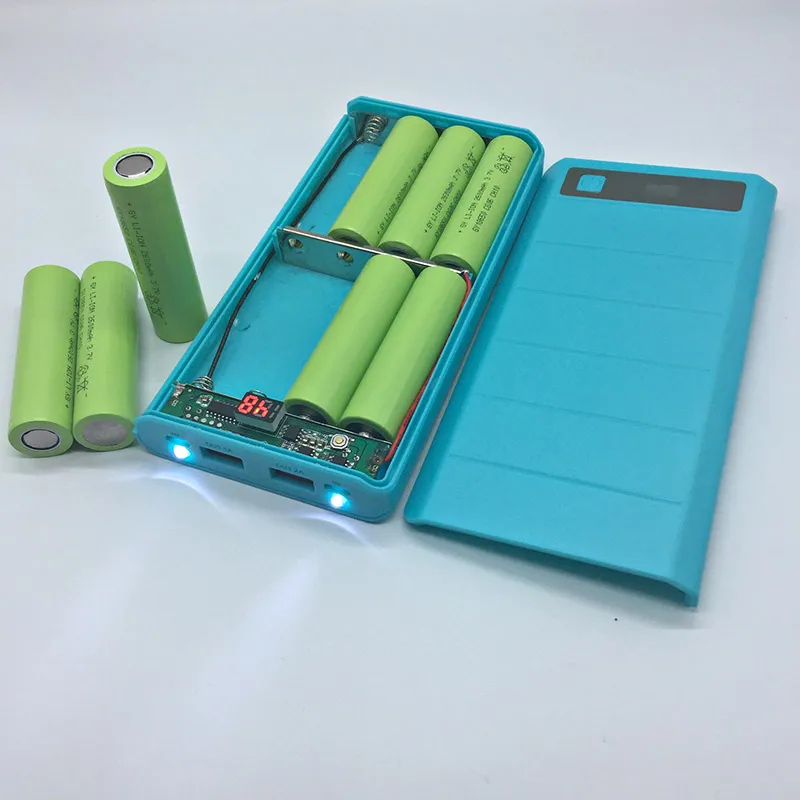 DIY 8x18650 Batterie Halter Power Bank Box Kunststoff Shell Fall Typ C Micro Doppel USB Port Display Power box Farbe Zufällig