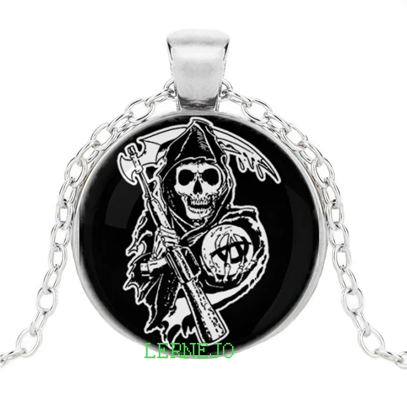 Sons Of Anarchy LOGO Necklace Freedom Symbol Pendant анархия Torque Rock Punk Choker Vest Cosplay For T Shirt Accessories