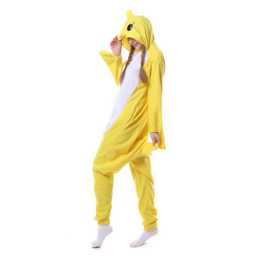 SimSimi Yellow Chicken Onesies Unisex Sleepsuit Adult Pajamas Cosplay Costumes Animal Onesie Sleepwear Jumpsuit For Man Women