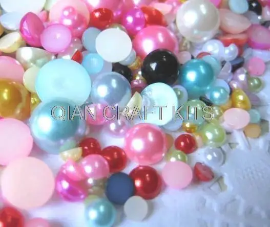 5000pcs Colorful Pearlized Pearl half Round plastic rhinestones resin acrylic cabochons (3-12mm) For DIY decor