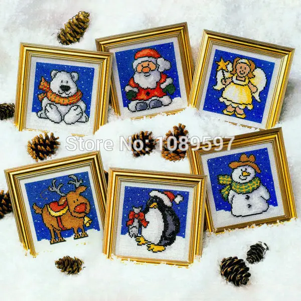 

Fishxx new cartoon cross stitch European magazine models Crazy28-2 Christmas elements 6 patterns