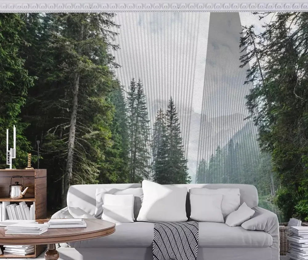 

Custom mural wallpaper 3D forest natural scenery background wall living room sofa background