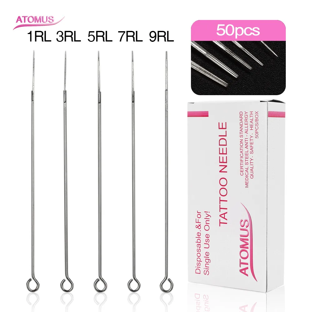 

50PCS 1/3/5/7/9RL Disposable Stainless Steel Sterile Mixed Tattoo Needles Agujas Microblading Naalden Accessories Supplies