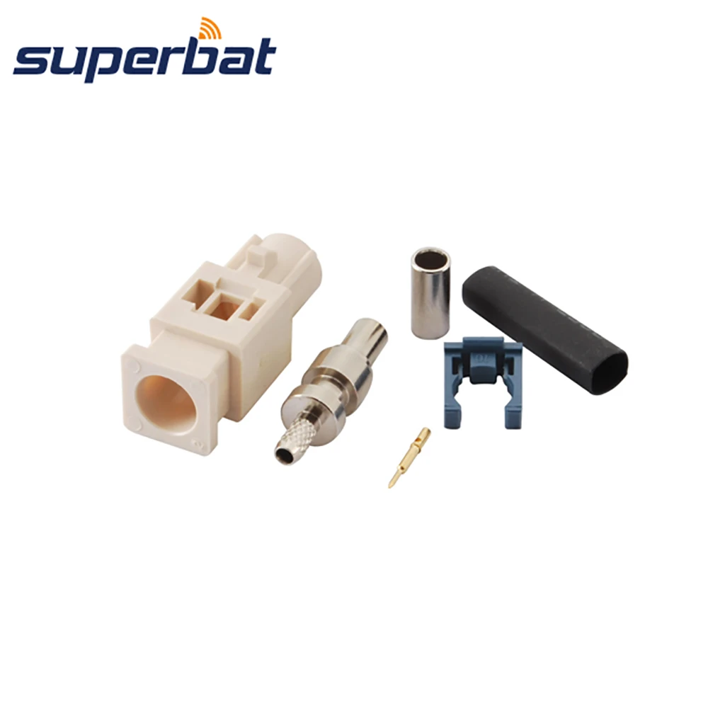 Superbat Fakra B1 White Crimp Male RF Connector Apply to Radio with Phantom Supply Long Version for Cable RG316 LMR100 RG174