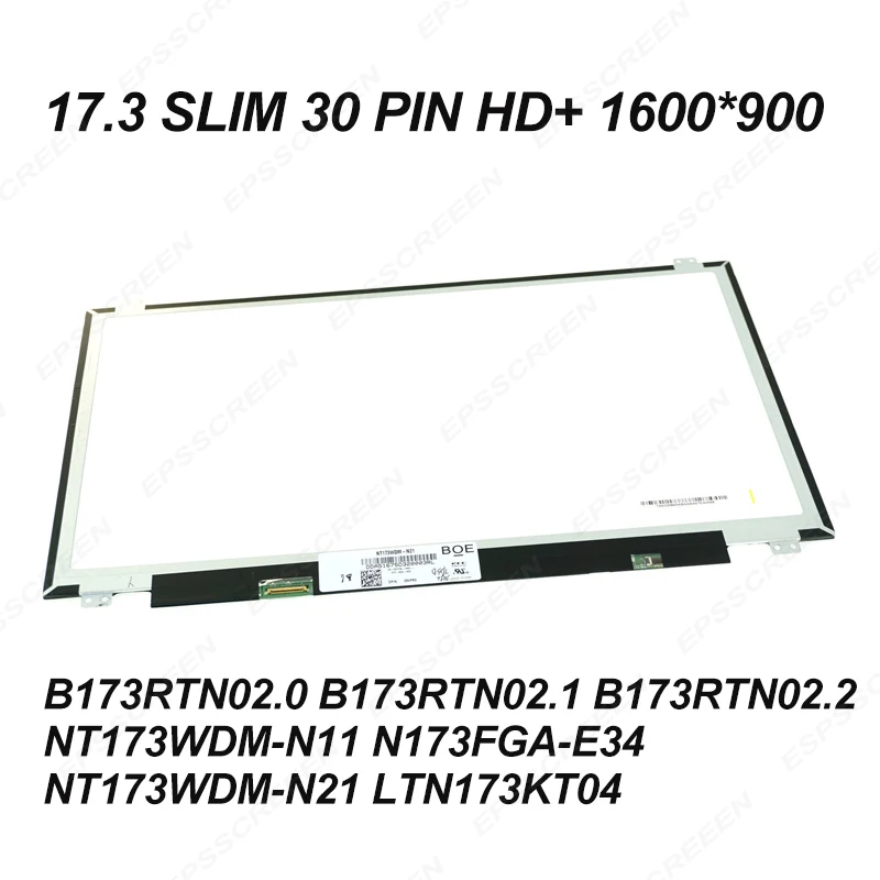 replacement 17.3 ultraslim 30PIN laptop screen HD+ 1600*900 monitor for HP 17-BS 17-BS062ST (AD13) PANEL  fix DISPLAY