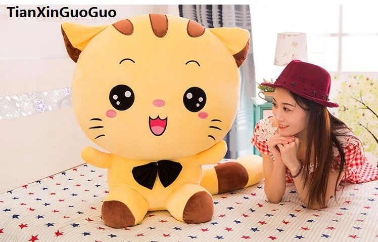 stuffed fillings toy large 60cm cartoon yellow cat plush toy cute kitty soft throw pillow birthday gift s0650