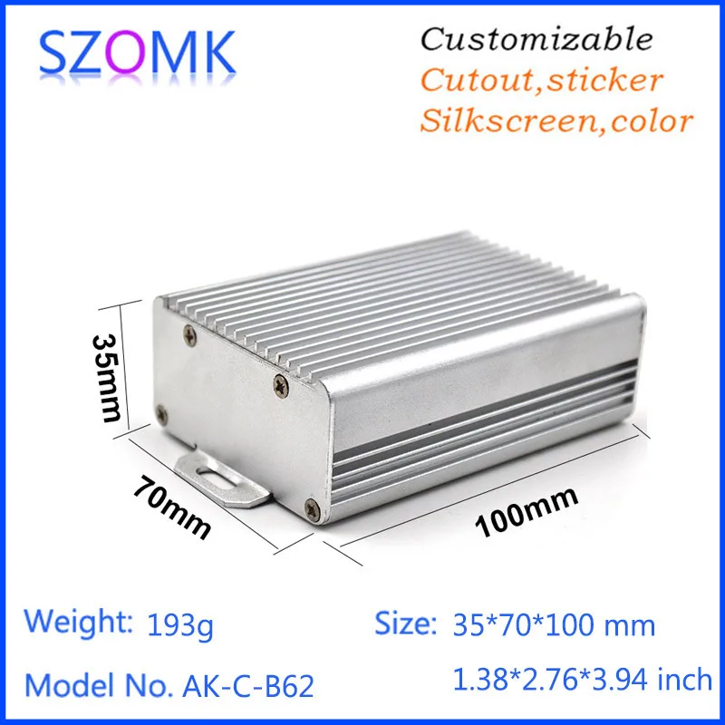 1 Stuk 35*70*100Mm Szomk Aluminium Behuizing Behuizing Diy Pcb Box Muur Montage Project Doos Diy Geëxtrudeerde Aluminium Behuizing