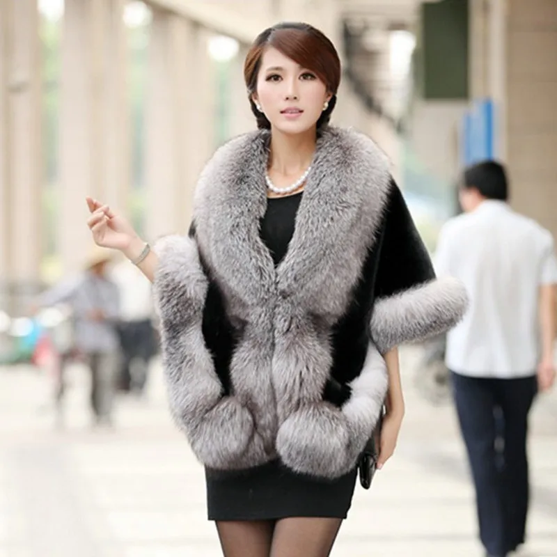 

Winter Wedding Coat Bridal Faux Fur Wraps Warm shawls Outerwear White Shrug Women Jacket Prom Party Free size 165*55 cm