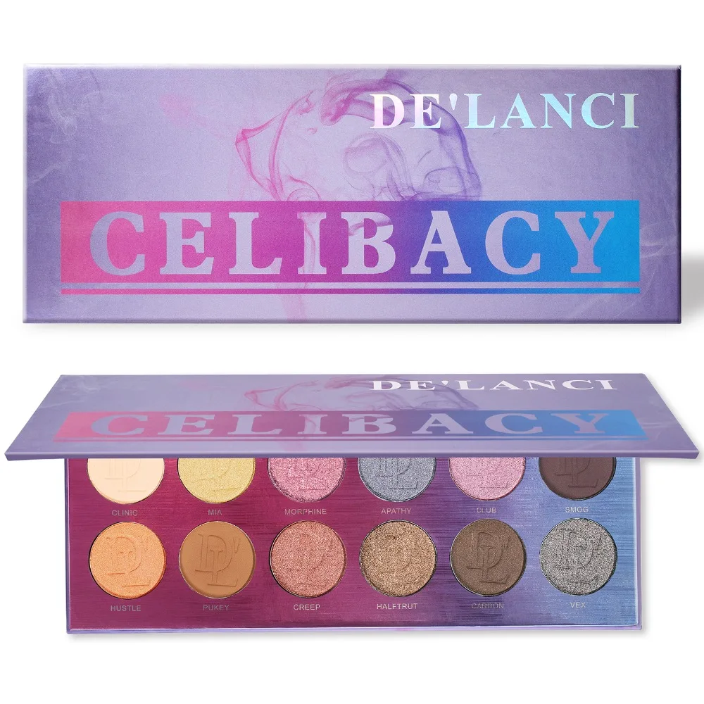 DE'LANCI Nude Eyeshadow Pallete 12 Color Nude Matte Shimmer Eye shadow Pigment Makeup Palette Maquiagem Profissional Completa