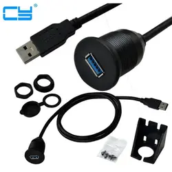 Waterproof Flush Mount USB Dock Adapter Dashboard Pan USB 3.0 Port Male to Female Extension Cable for Car Motorcycle