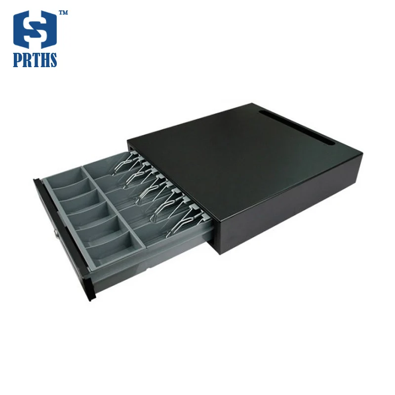 Quality Black CashDrawer Box With 5 Adjustable Bill Blank And 8 Removable Coin Cabinet RJ11 POS Cash Register Drawer