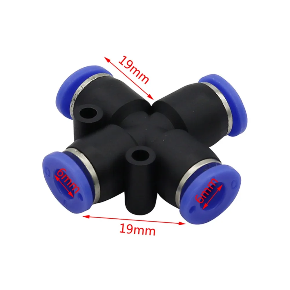 50 Pcs 6mm Slip lock Cross Quick Connectors Plastic Butt Joints Mist Cooling Reptile Fogger Accessories Pneumatic Pipe Fittings