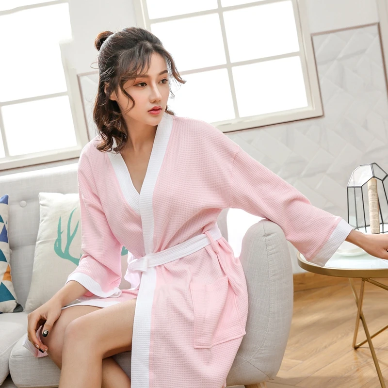 Women Bathrobe Wedding Party Robe Sexy Kimono Robe Cotton Soft Bride Pajamas Solid Robes Girls Bathrobes Nursing Robes Summer