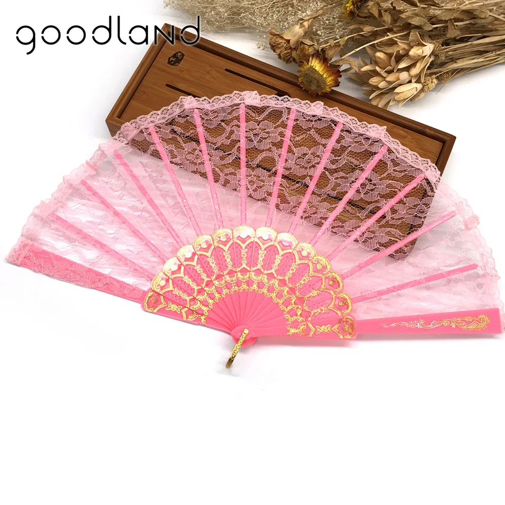 Wholesale Free Shipping 50pcs Spanish Hand Fan Flower Lace Fan Hand Fan Folding Dancing Props Decoracion Fiestas Party favors