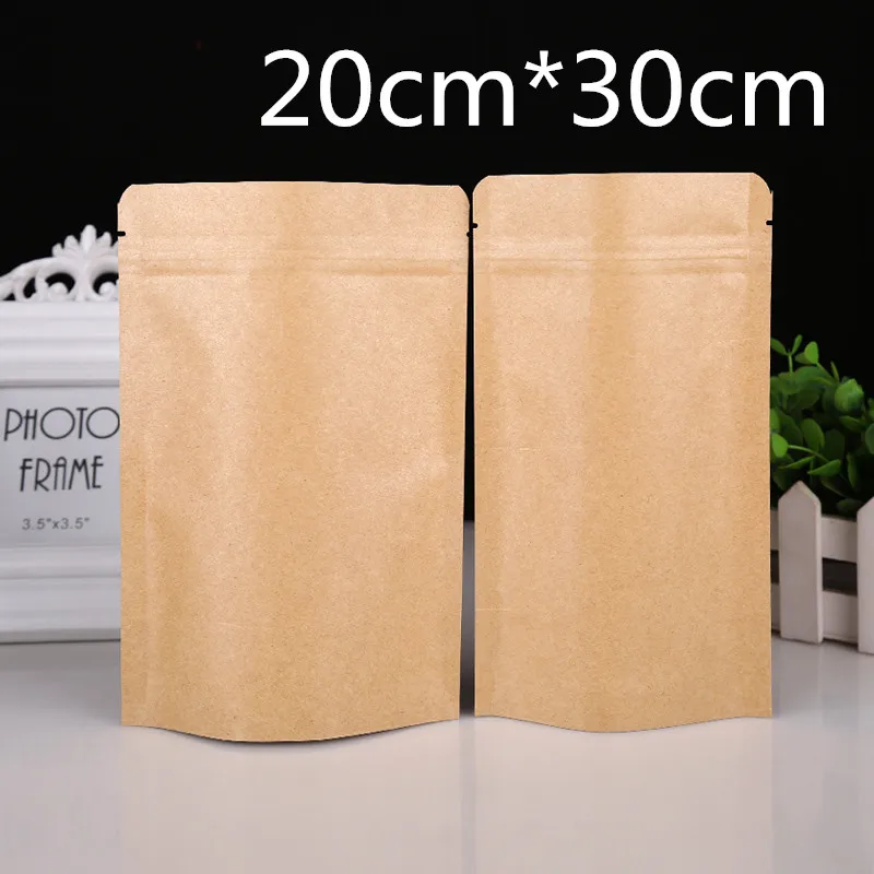 

7.9''x11.8'' (20x30cm) 20Pcs/Lot Resealable Kraft Paper Aluminum Foil Coffee Powder Bean Storage Bags Valve Zipper Doypack Pouch