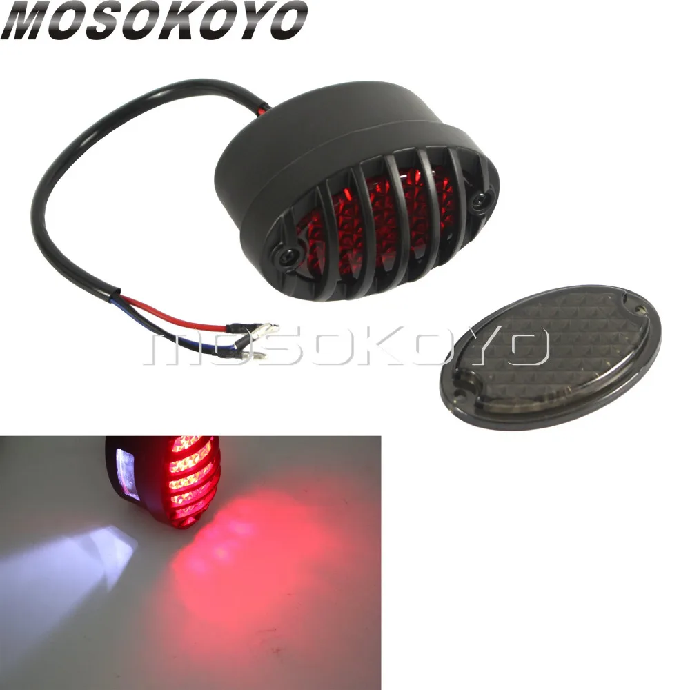 12v LED Taillights Grill Brake Light Retro LED License Plate Light for Harley Chopper Cafe Racer Scrambler