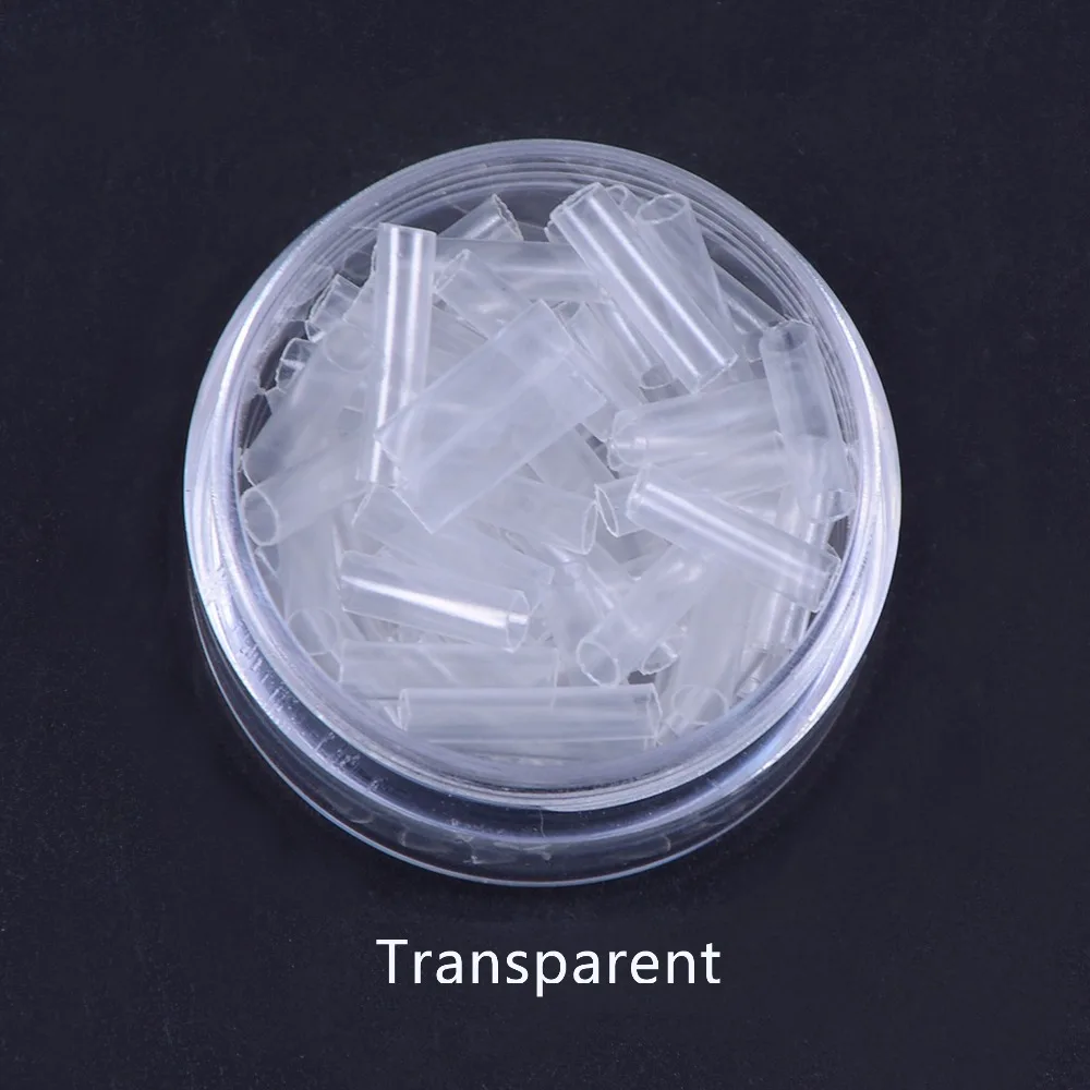 접착 안감 없는 헤어 익스텐션용 열 수축 튜브, 블랙 및 투명 퓨전 헤어 액세서리 도구, 500 개
