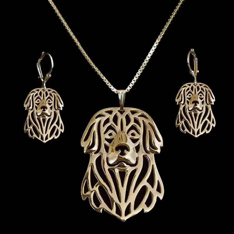 Lovers' Hollow Out Leonberger Jewelry Set Women's Metal Alloy Dog Shaped Jewelry Set