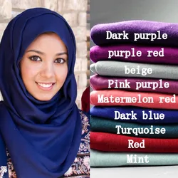 Hijab de algodón liso de alta calidad, chal elástico, Fular Maxi, bufanda musulmana, envoltura para la cabeza, 21 colores, 10 unidades por lote