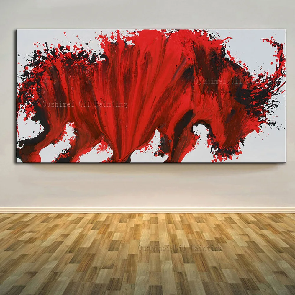 

Free Shipping High Skills Artist Hand-painted High Quality Modern Abstract Red Bull Oil Painting On Canvas Modern Bull Painting