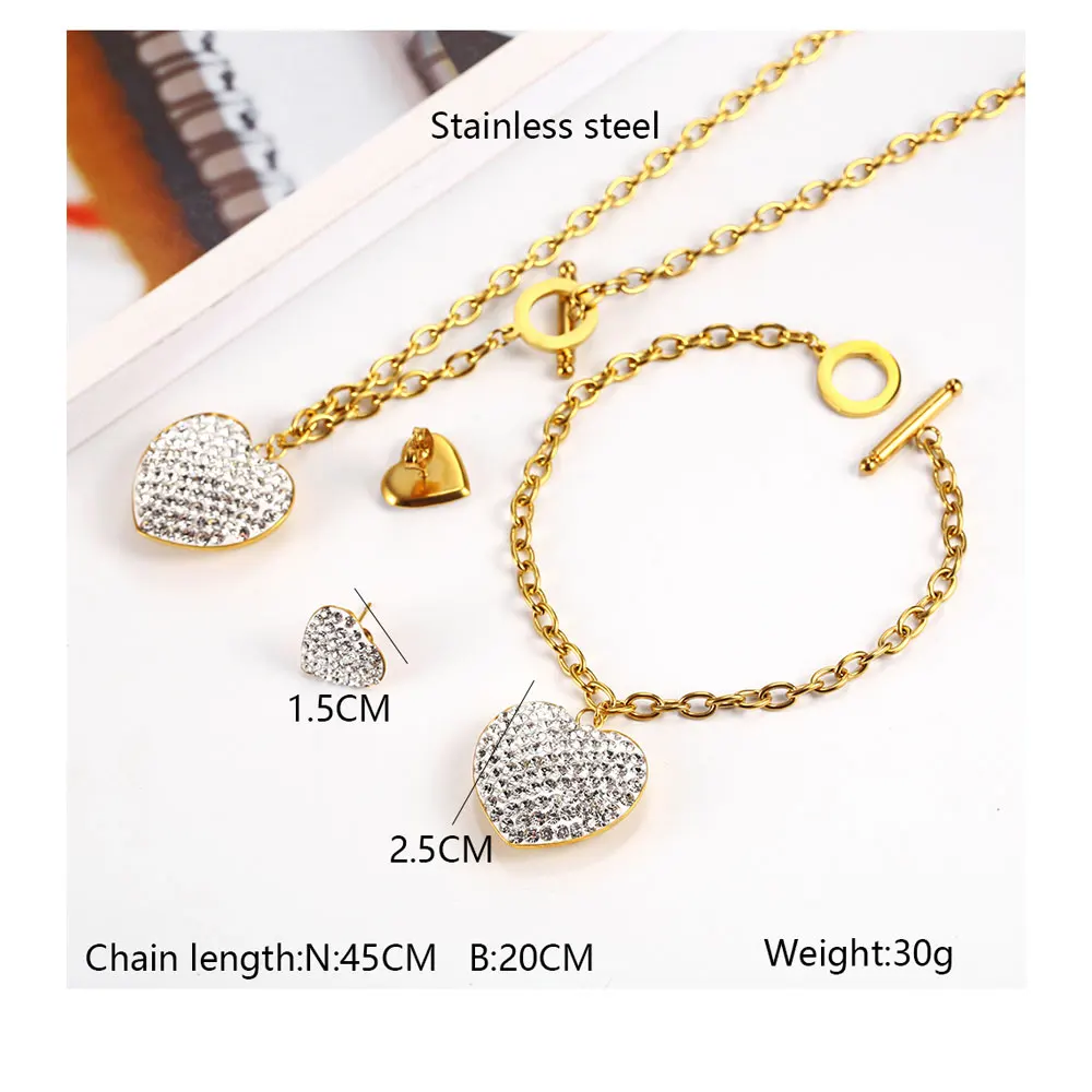 OUFEI Stainless steel Jewelry Woman Set Heart Necklace Earrings Jewelry Set Bohemian Fashion Jewelry Accessories Gifts For Women