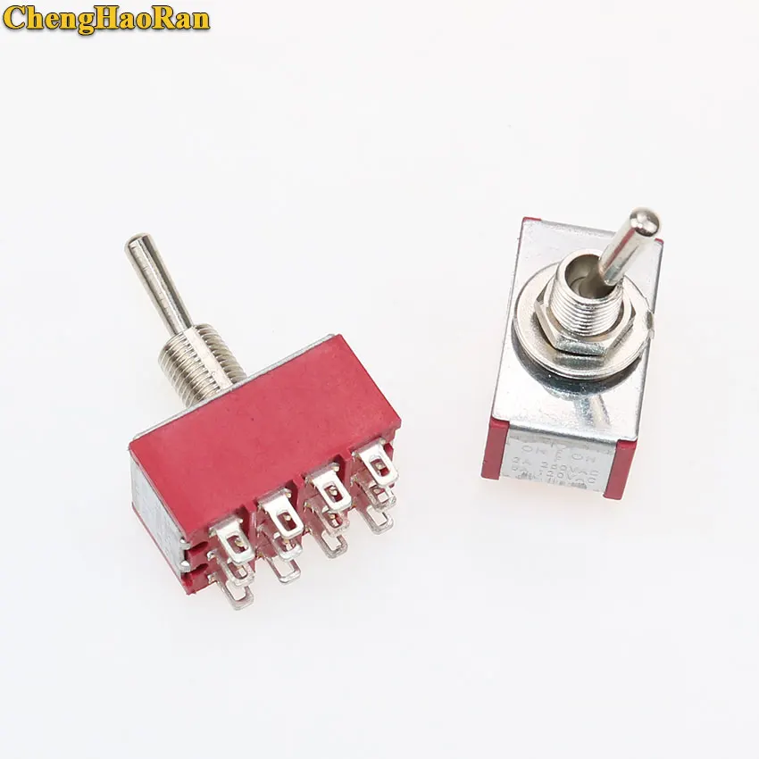 ChengHaoRan 1pcs MTS-403 On-Off-On Mini Miniature Toggle Switch 3 Position 4PDT Rocker Switch 12 pin 2A250V/5A125VAC