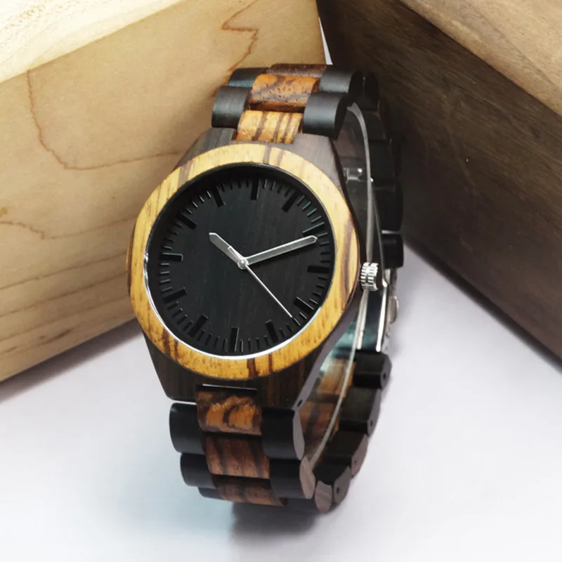 

Top Brand Designer Mens Wood Watch Zabra Wooden Quartz Watches for Men Japan MIYOTA Watch Men in Gift Box