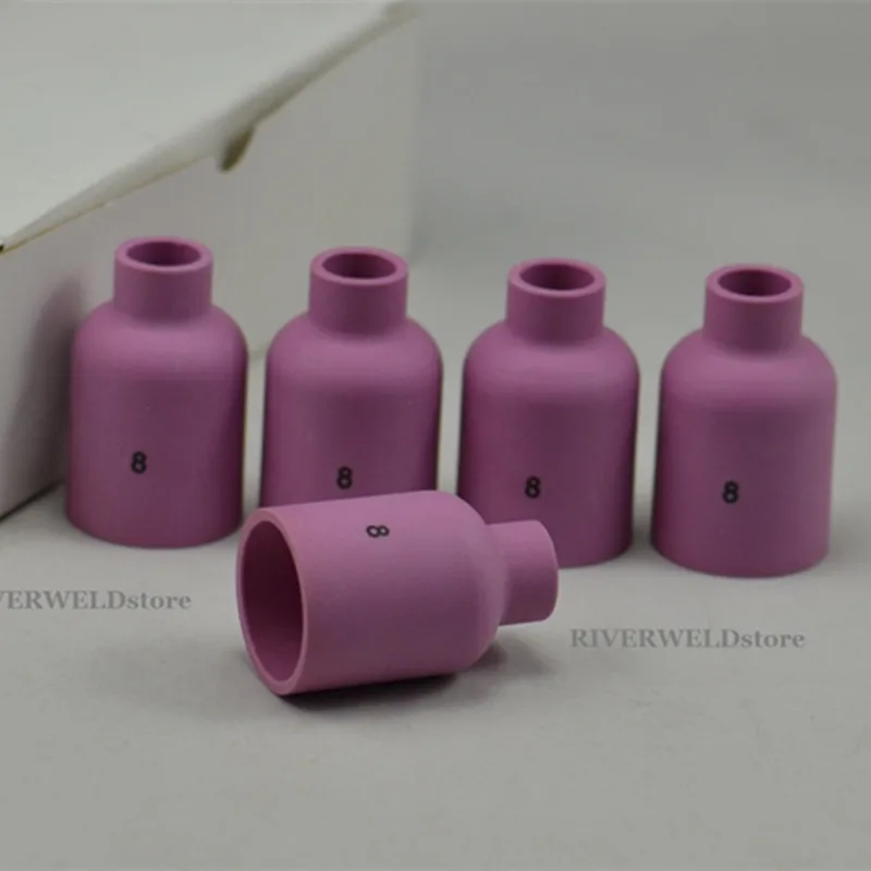 TIG หัวฉีดอลูมินา57N74กระบอกน้ำทรงเลนส์แก๊ส8 # Fit TIG เชื่อมเครื่องอุปโภคบริโภค PTA dB SR WP17 18 26ชุด10PK