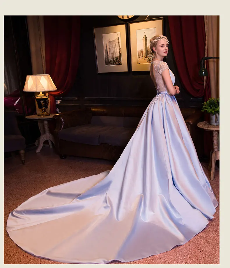 luxury light blue court ball gown low V neck beading medieval Renaissance Gown queen Dress Victoria/Marie Antoinette  Belle