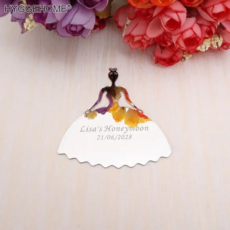 Custom Wedding 30pcs 10cm Mirror Bride Tags Card Personalized Lovers Name Date Bridal Favors Guest Gifts Party Decor Supplies