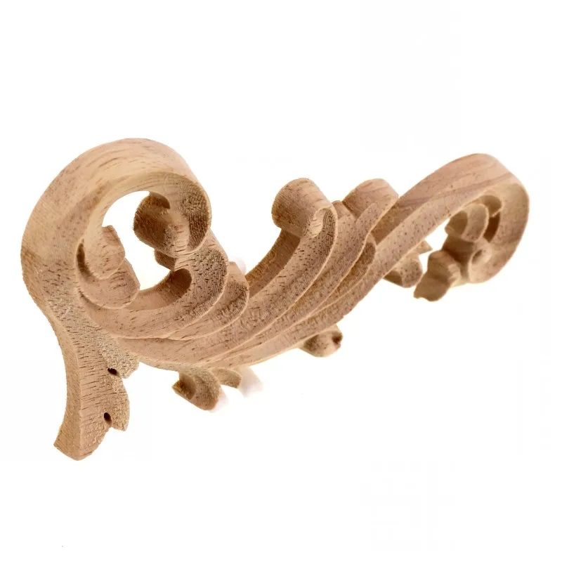 RUNBAZEF Practica Floral Oak Wood Applique Carved Corner Vintage Home Decoration Accessories Door Wall Furniture Decor Decal