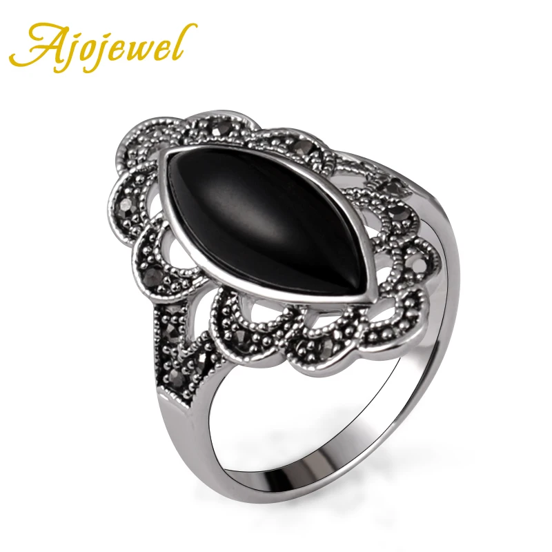 Ajojewel Black /Green Horse Eye Stone Ladies Ring Retro Vintage Jewelry For Women Gifts