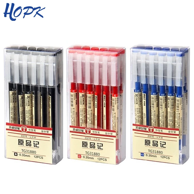 6Pcs/set Japan Gel Pen 0.35mm Natural Style Pen Black Blue Red Ink Pen School Office Student Exam Writing Stationery Supplies