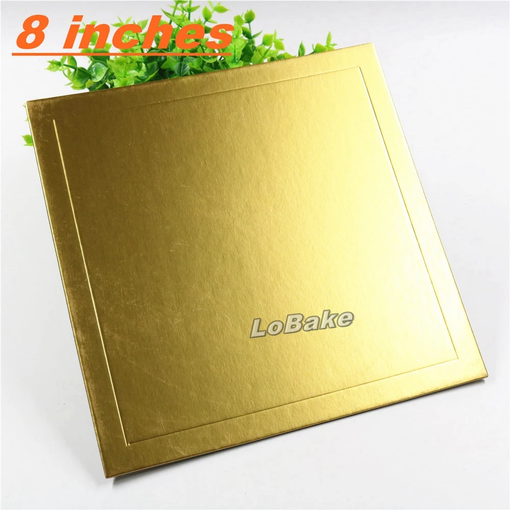 

(10pcs/pack) 8 inches golden square paper cake mat cupcake bread holder mousse cheese cake place mats bakery package supplies