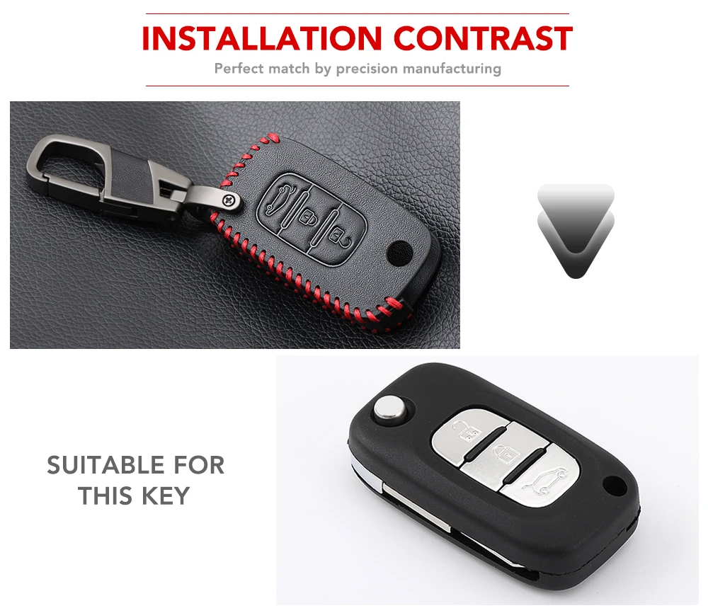 Folding 100% Leather Car Key Case for Lada Sedan Largus Kalina Granta Vesta X-Ray XRay for Renault Dacia 3 Buttons Key Shell