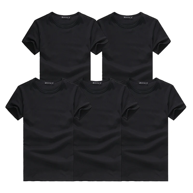Pioneer Camp 5pcs Simple T-shirt Men Solid 100% Cotton T Shirts Men's New Arrival Short Sleeve Men T-shirt Simple Daily Casual
