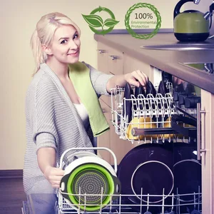 مصفاة قابلة للطي مستديرة LMETJMA، سلة تصريف غسيل، مصفاة مطبخ، مصفاة خضروات، خالية من مادة BPA، آمنة للغسل في غسالة الصحون، KC0236 أفضل 8 آلات ربط حافة مبيعا - رقم 6