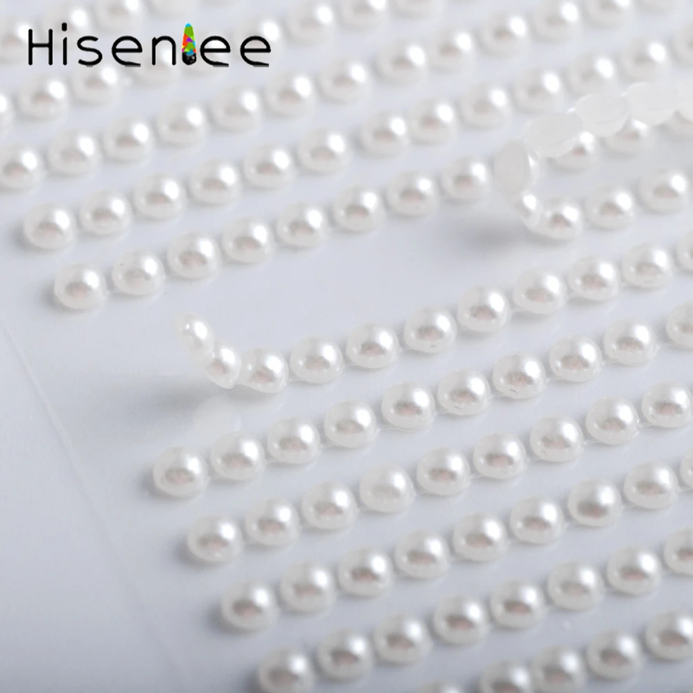 3MM White Pearl 750pcs/set Acrylic Decal Self Adhesive Rhinestone Sticker For DIY Mobile Phone Decoration Decal Accessories