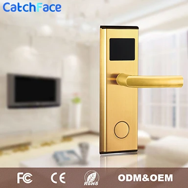 

Golden Color Stainless Steel Intelligent Door Lock Hot Sale Digital Smart Door Lock RFID Card Hotel Door Lock