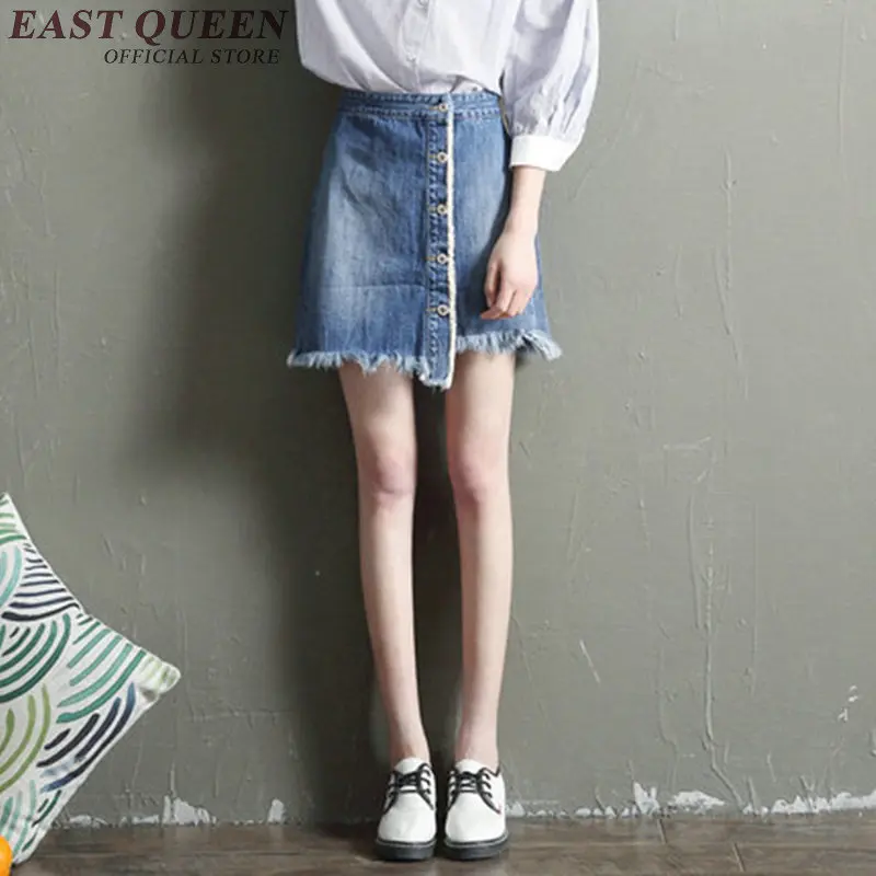 

High waist denim skirts for women button denim skirt 2018 blue jeans above keen skirt korean fashion style NN0647 HQ