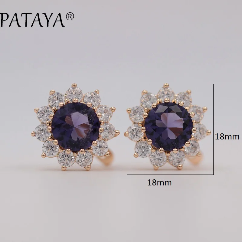 PATAYA New 585 Rose Gold Color Red Sunlight Natural Zircon Women Luxury Party Jewelry Accessories Vintage Big Drop Earrings